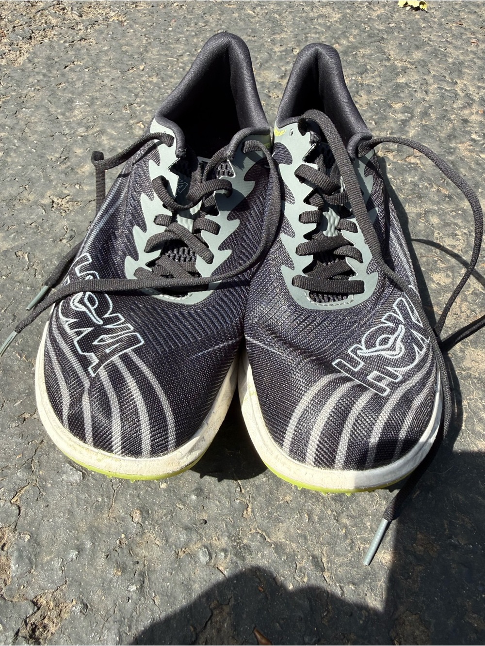 Hoka Black Track Spike Shoes with Lime accents Crescendo MD 2